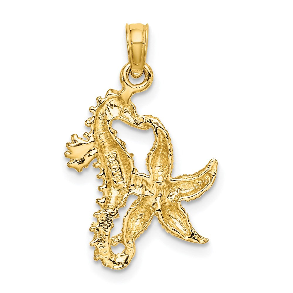 14K Yellow Gold Starfish And Seahorse Charm