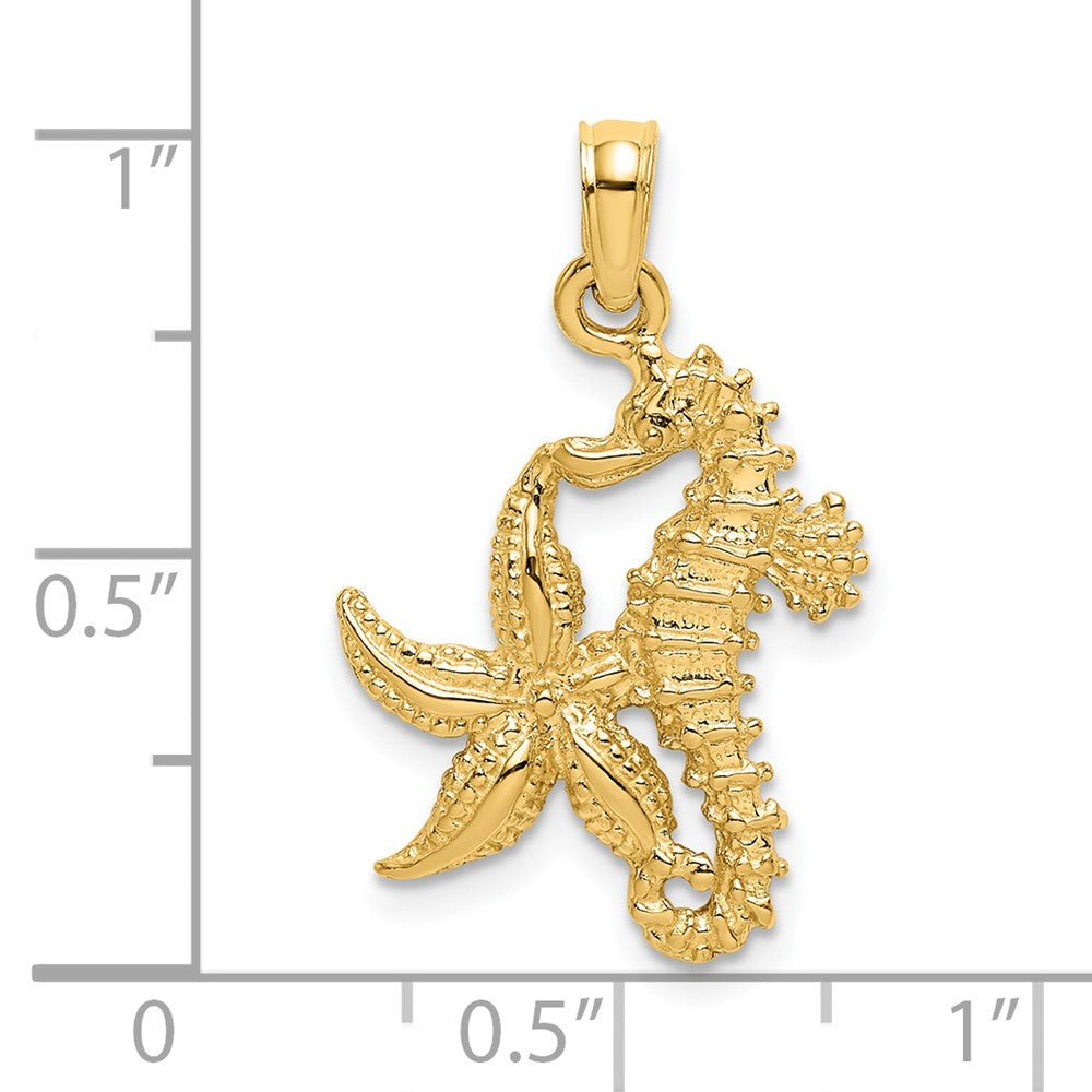 14K Yellow Gold Starfish And Seahorse Charm