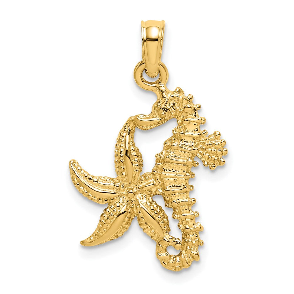 14K Yellow Gold Starfish And Seahorse Charm