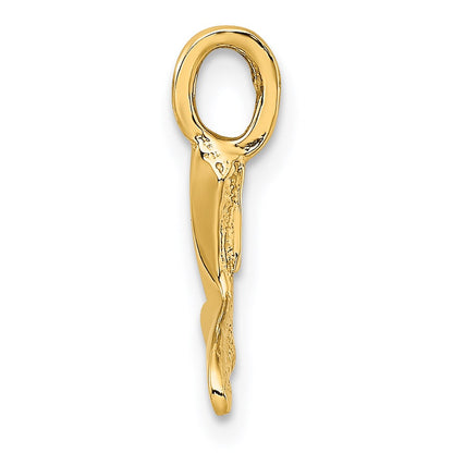 14K Yellow Gold Polished Textured Mini Whale Tail Charm