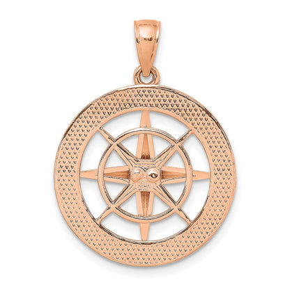 14k Rose Gold Nautical Compass Pendant
