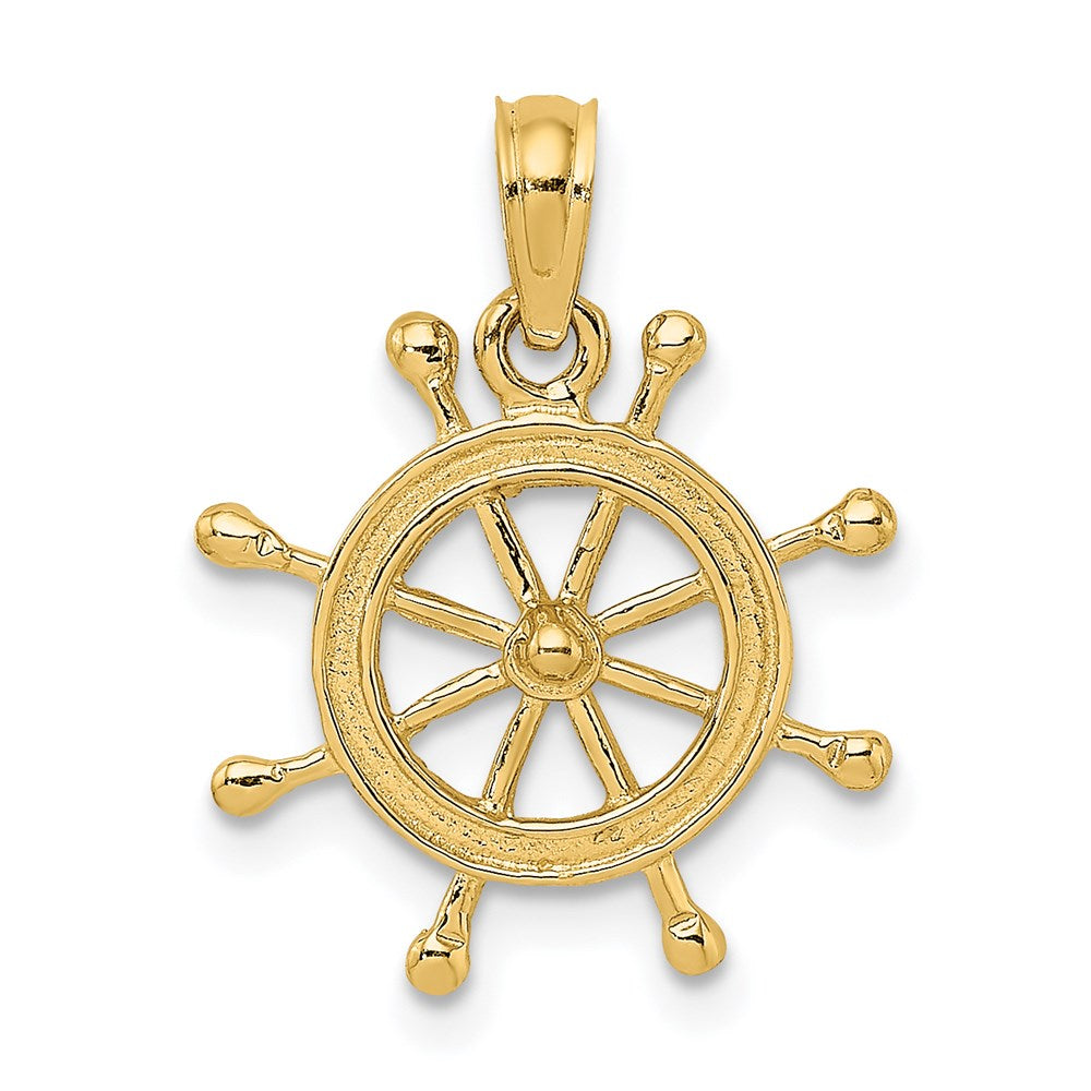 14K Yellow Gold 2-D Ship Wheel Charm