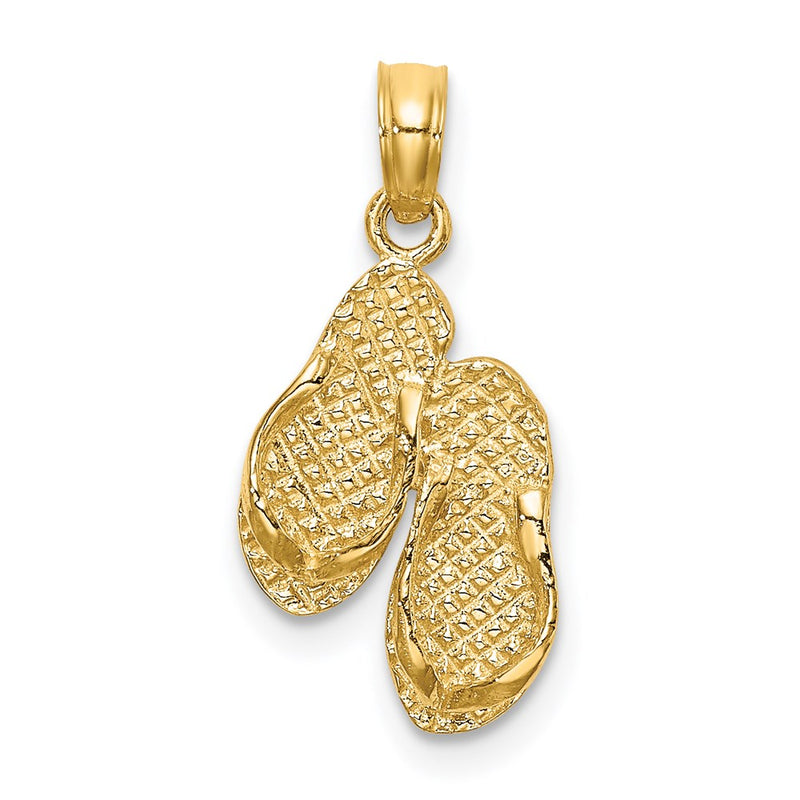 14K Yellow Gold Sanibel Island Double Flip-Flop Charm