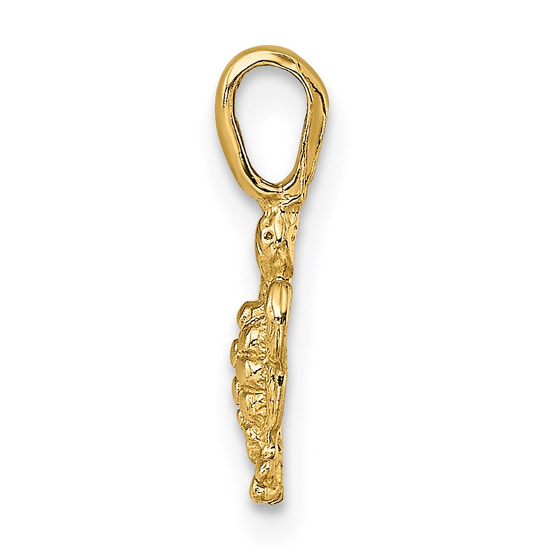 14K Yellow Gold Mini Sea Turtle With Fixed Bail Charm