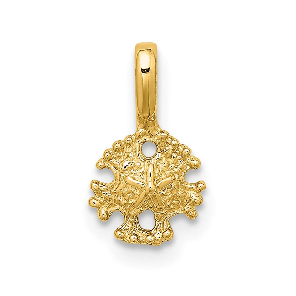 14K Yellow Gold Mini Sand Dollar With Fixed Bail Charm