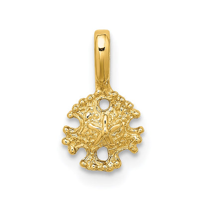 14K Yellow Gold Mini Sand Dollar With Fixed Bail Charm