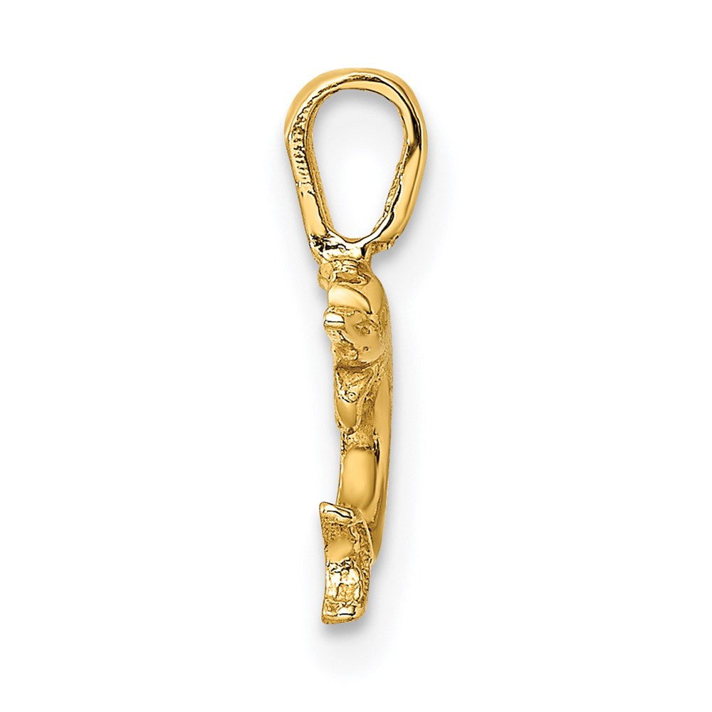 14K Yellow Gold Mini Jumping Dolphin With Fixed Bail Charm