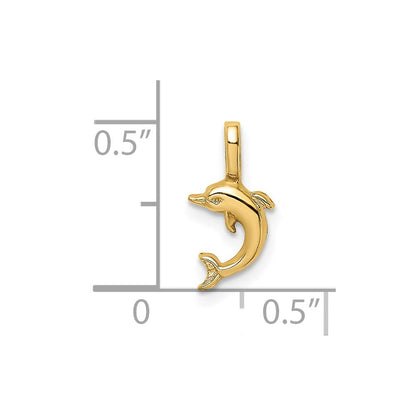 14K Yellow Gold Mini Jumping Dolphin With Fixed Bail Charm