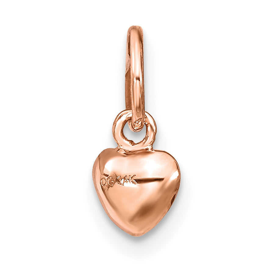 14K Rose Gold Polished 3-D Puffed Heart Charm