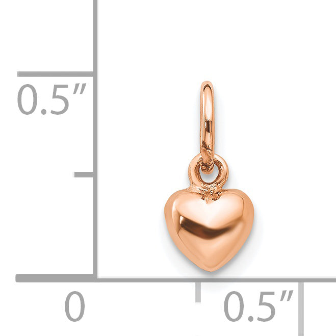 14K Rose Gold Polished 3-D Puffed Heart Charm