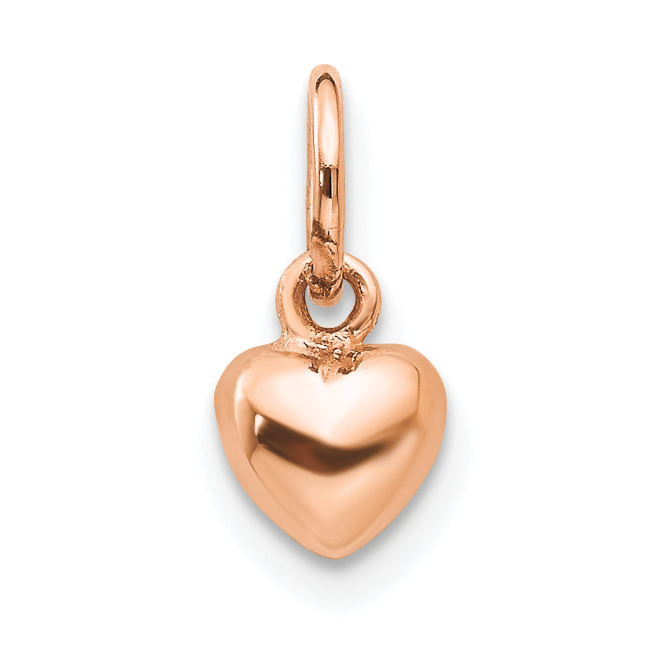 14K Rose Gold Polished 3-D Puffed Heart Charm