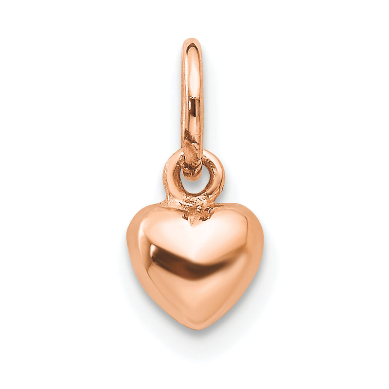 14K Rose Gold Polished 3-D Puffed Heart Charm