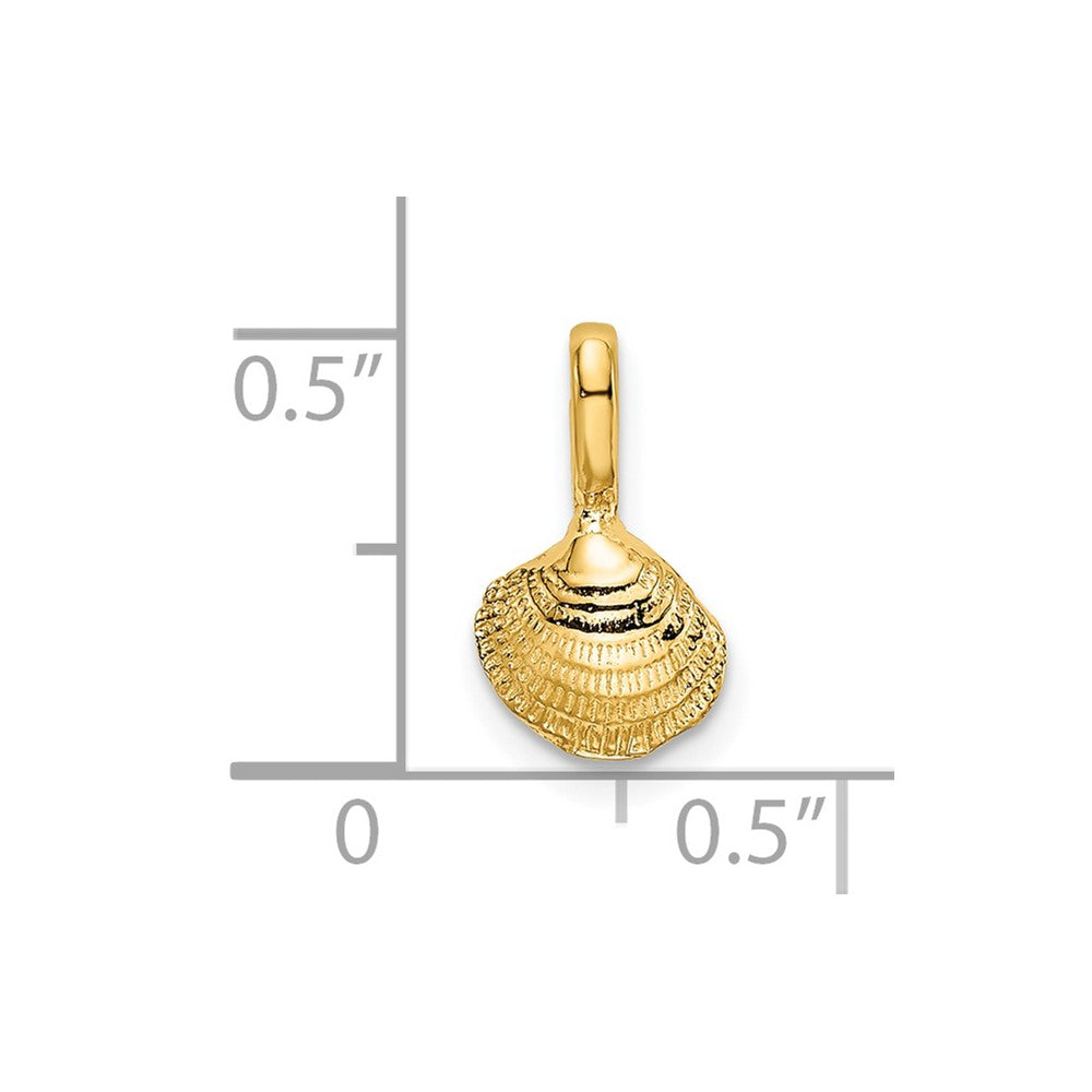14K Yellow Gold Mini Clam Shell Charm