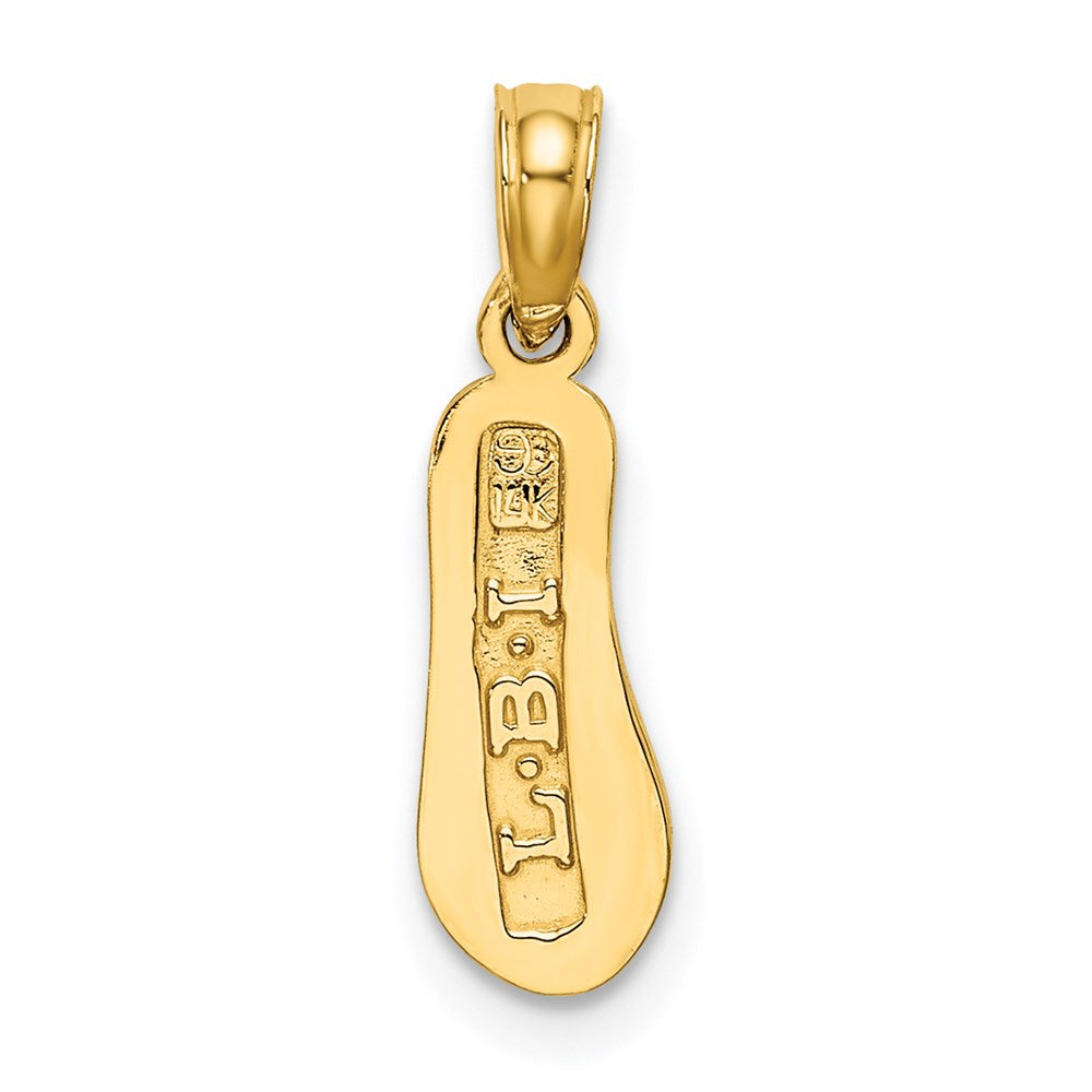 14K Yellow Gold 3D Lbi (Long Beach Island) Single Flip-Flop Charm