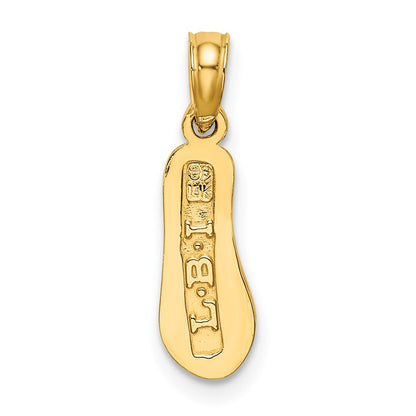 14K Yellow Gold 3D Lbi (Long Beach Island) Single Flip-Flop Charm