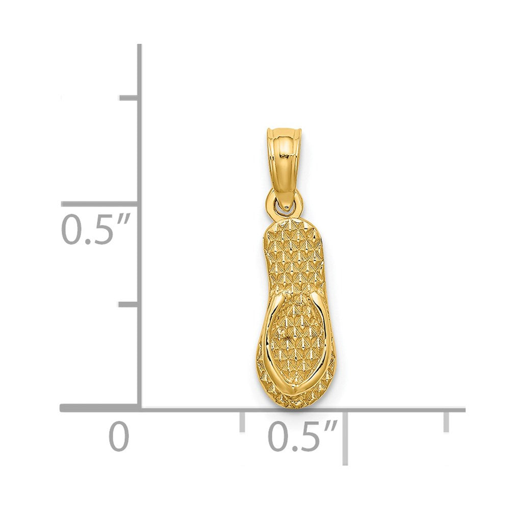14K Yellow Gold 3D Lbi (Long Beach Island) Single Flip-Flop Charm