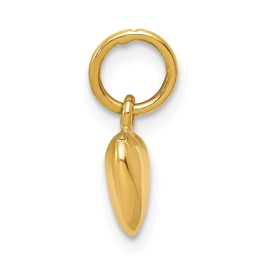 14K Yellow Gold Polished 3-D Puffed Heart Charm