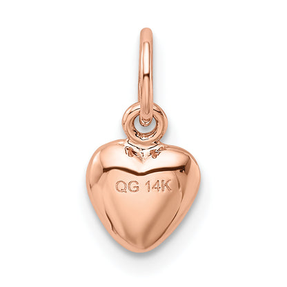 14K Rose Gold Polished 3-D Puffed Heart Charm