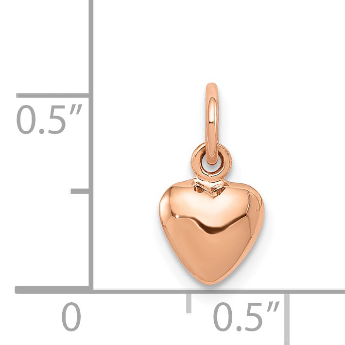14K Rose Gold Polished 3-D Puffed Heart Charm