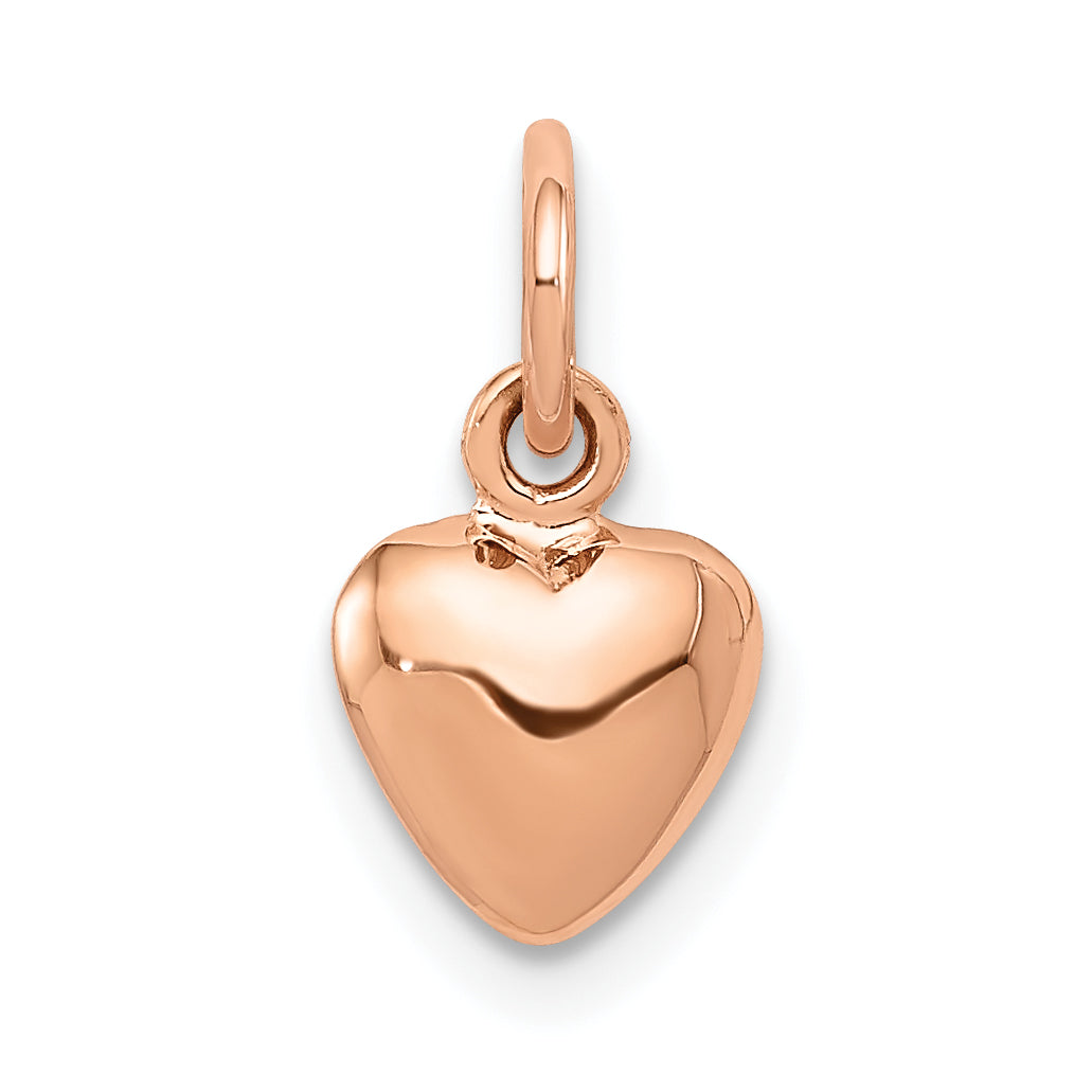 14K Rose Gold Polished 3-D Puffed Heart Charm