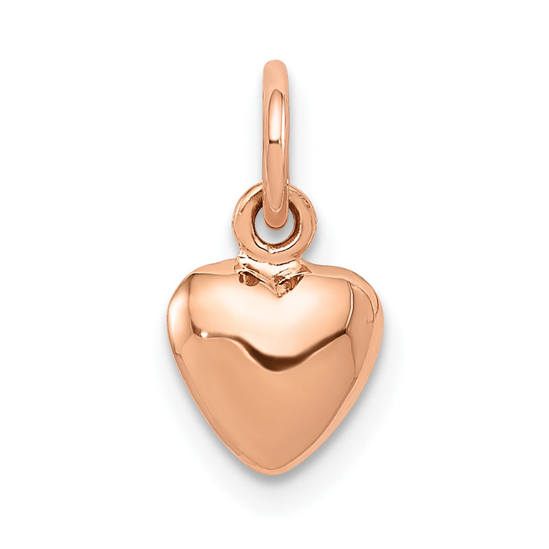 14K Rose Gold Polished 3-D Puffed Heart Charm