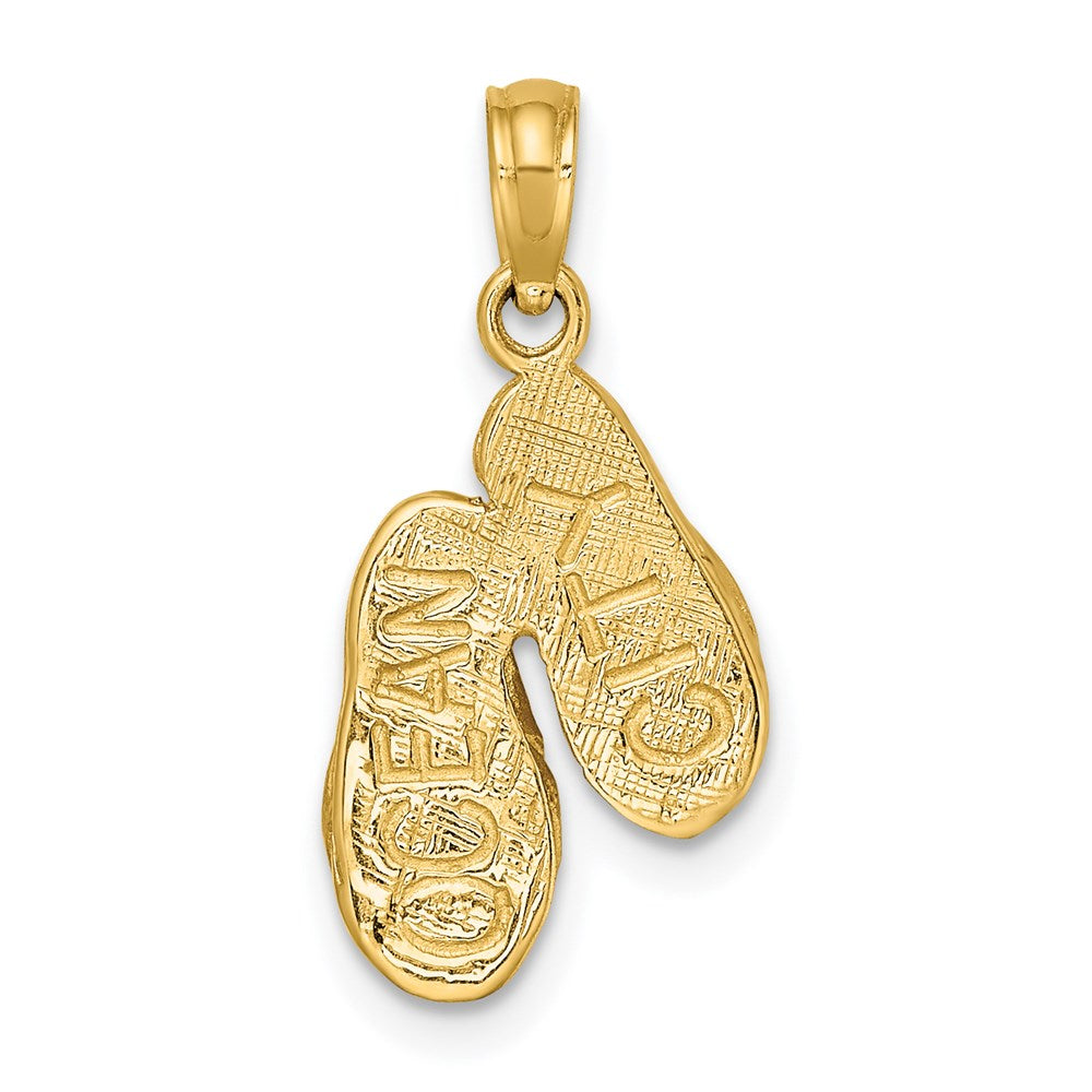 14K Yellow Gold 3D Ocean City Double Flip-Flop Charm