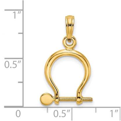 14K Yellow Gold 3-D Small Shackle Link Screw Charm