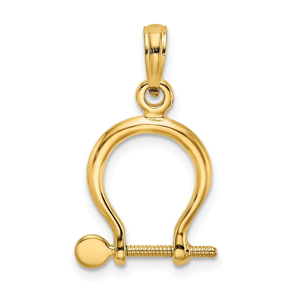 14K Yellow Gold 3-D Small Shackle Link Screw Charm