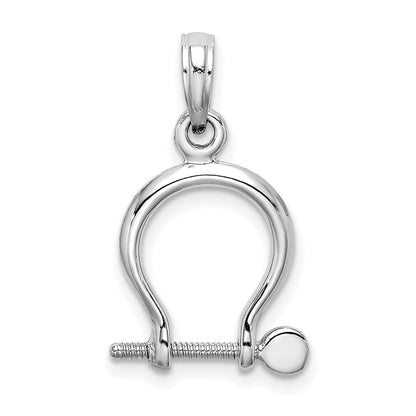 14K White Gold 3-D Small Shackle Link Screw Charm