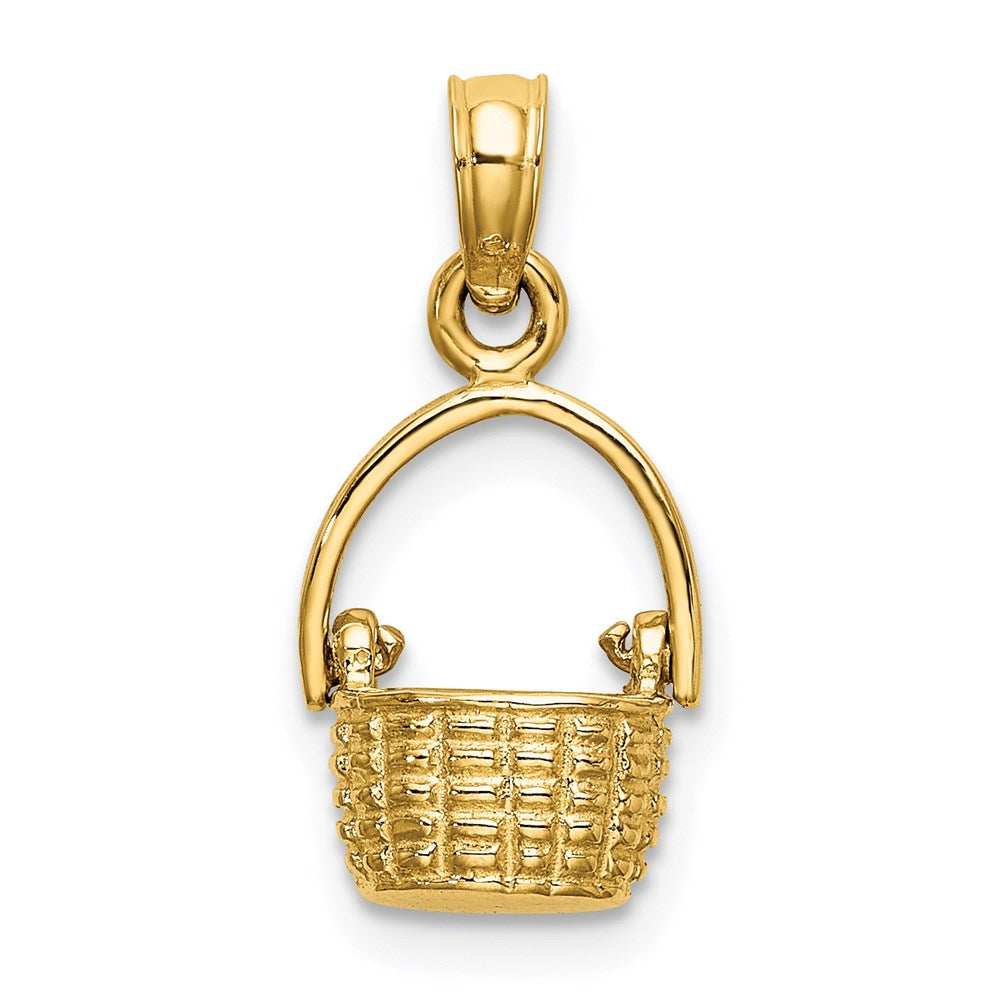 14K Yellow Gold 3-D Moveable Handle Basket Charm