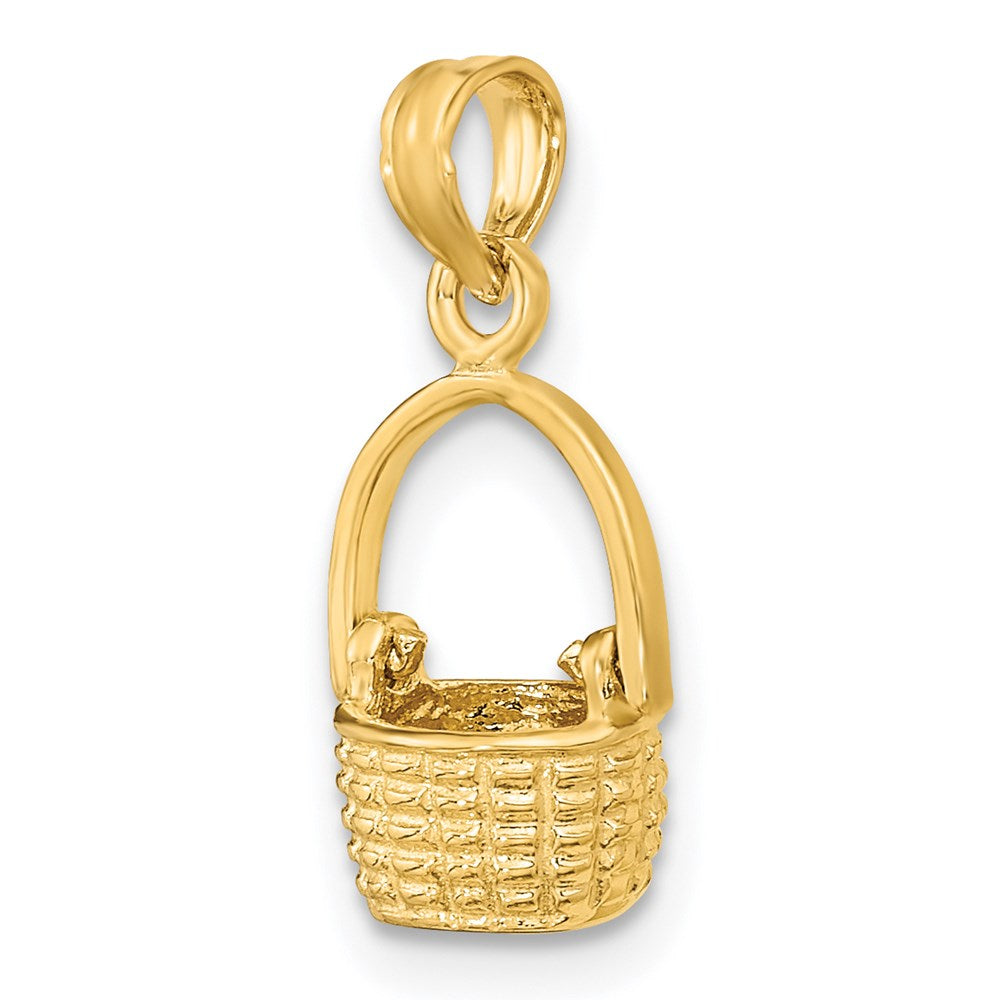 14K Yellow Gold 3-D Moveable Handle Basket Charm