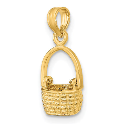 14K Yellow Gold 3-D Moveable Handle Basket Charm