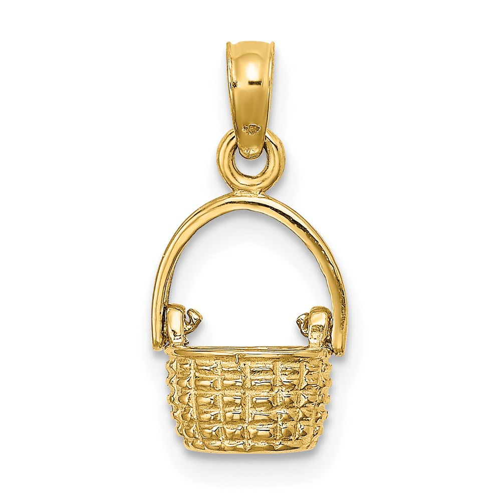 14K Yellow Gold 3-D Moveable Handle Basket Charm