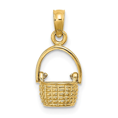 14K Yellow Gold 3-D Moveable Handle Basket Charm