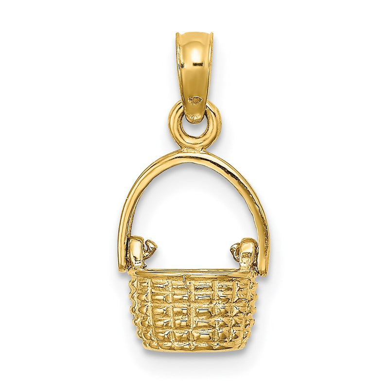 14K Yellow Gold 3-D Moveable Handle Basket Charm