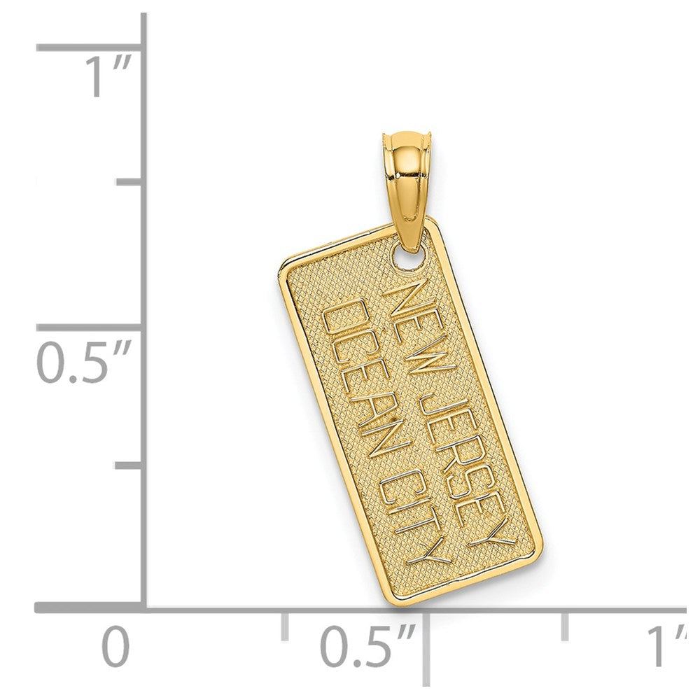 14K Yellow Gold Texture Small Ocean City, New Jersey License Plate Charm