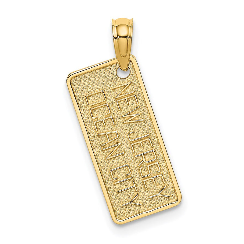 14K Yellow Gold Texture Small Ocean City, New Jersey License Plate Charm