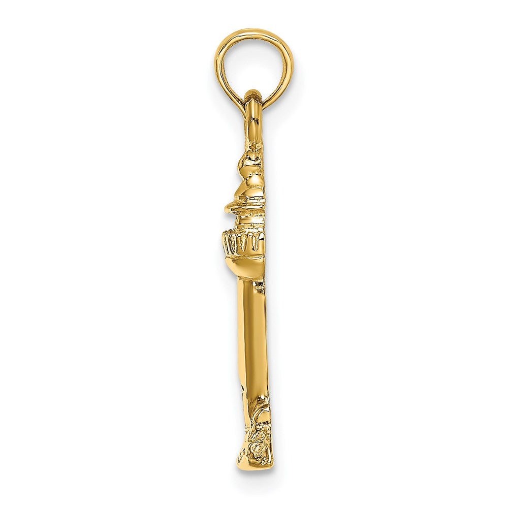 14K Yellow Gold 2-D Polished And Textured Lighthouse Charm