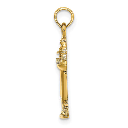 14K Yellow Gold 2-D Polished And Textured Lighthouse Charm