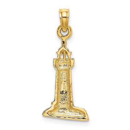 14K Yellow Gold 2-D Polished And Textured Lighthouse Charm