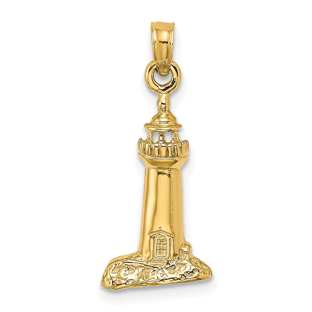 14K Yellow Gold 2-D Polished And Textured Lighthouse Charm