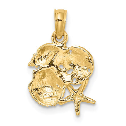 14K Yellow Gold Four Shell Cluster Charm