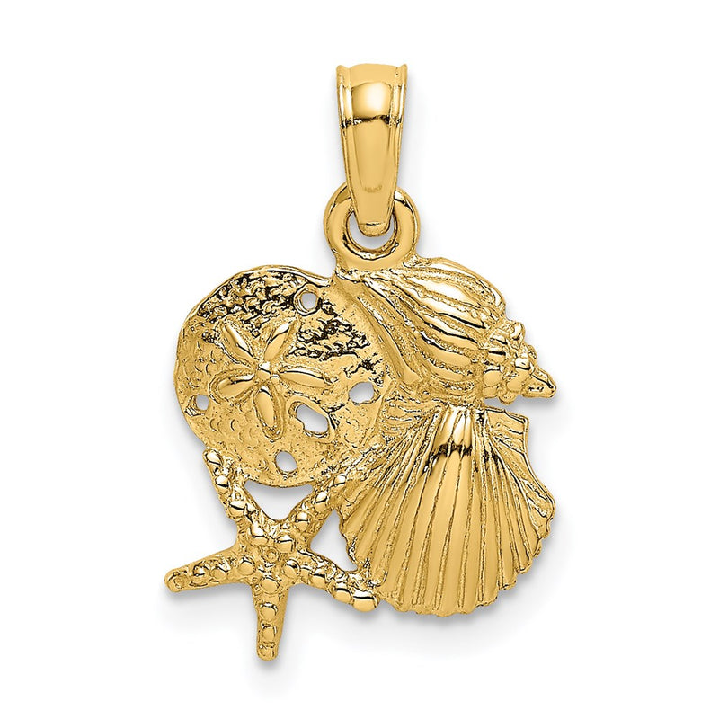 14K Yellow Gold Four Shell Cluster Charm