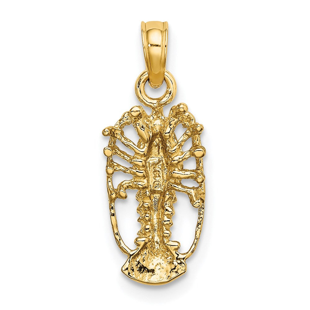 14K Yellow Gold Florida Lobster With Out Claws Charm