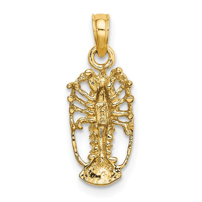 14K Yellow Gold Florida Lobster With Out Claws Charm