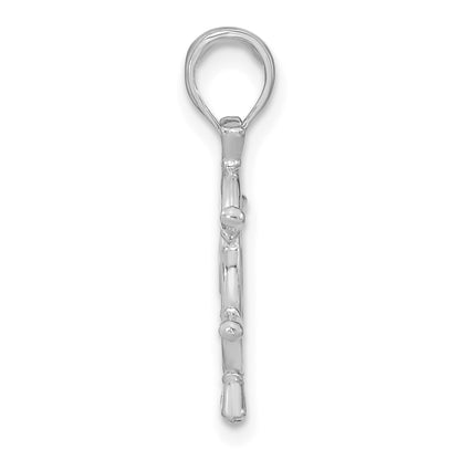 14k White Gold 3-D Ships Wheel Charm