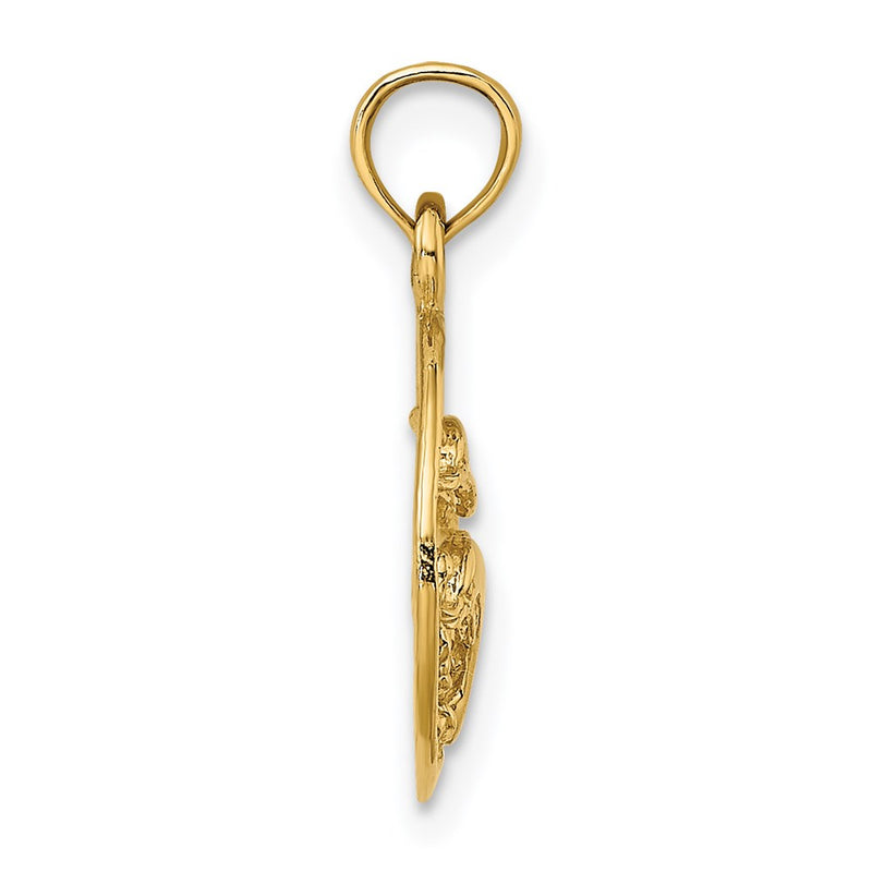 14K Yellow Gold Two Dolphins In Circle Charm