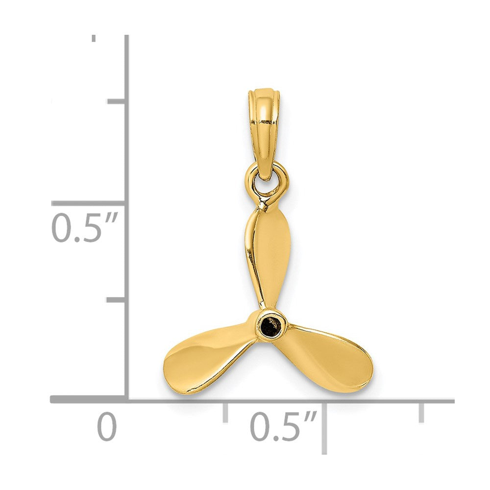 14K Yellow Gold 3-D W/ 3 Blades Propeller Charm