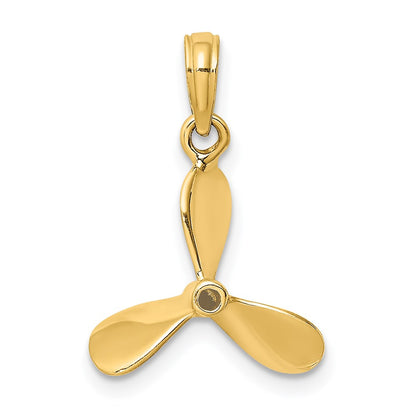 14K Yellow Gold 3-D W/ 3 Blades Propeller Charm