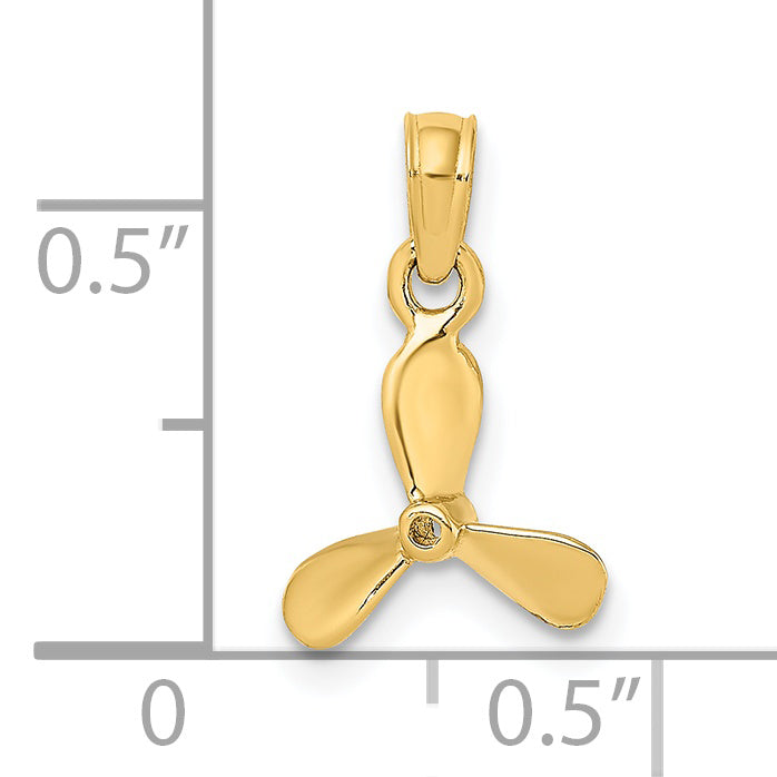 14K Yellow Gold 3-D W/ 3 Blades Propeller Charm